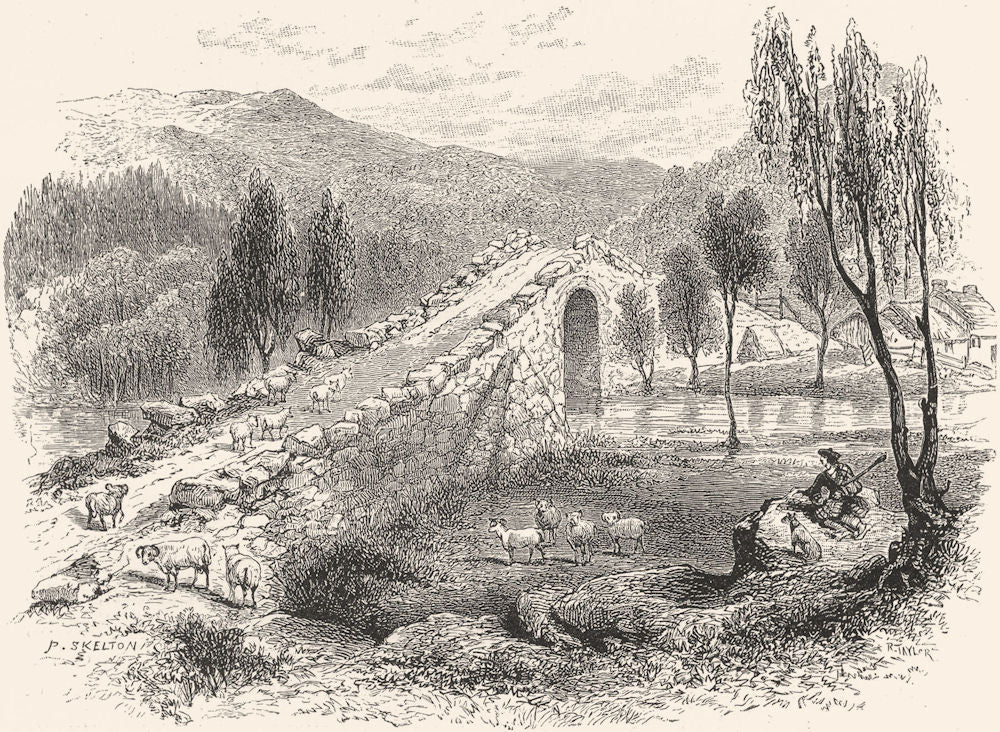 SCOTLAND. Bridge over Sluggan Water, near Braemar c1886 old antique print